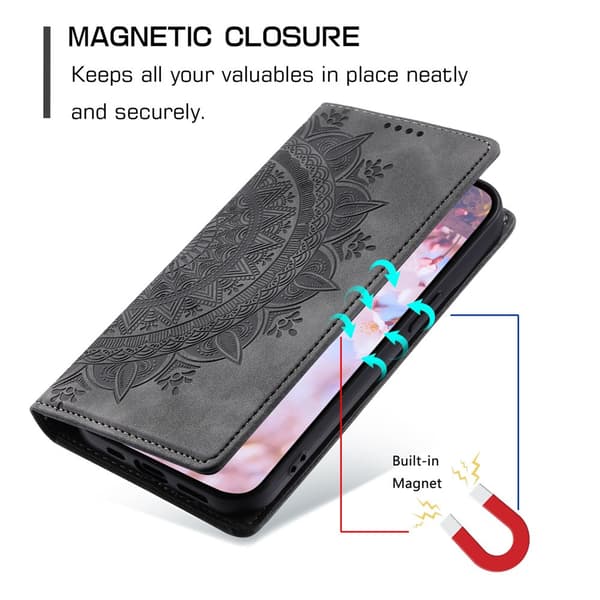 Honor X5c Plus Fodral Flip Mandala Läder Grå