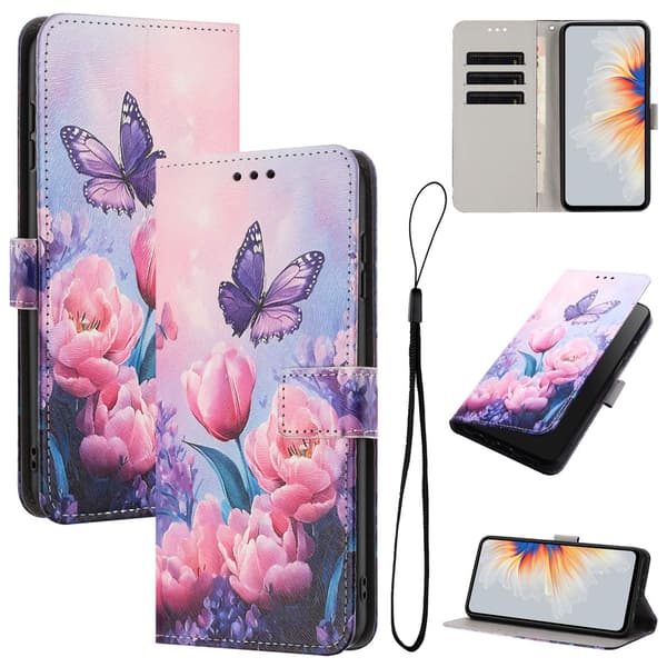 Google Pixel 10a Fodral Med Tryck Rosa Blommor