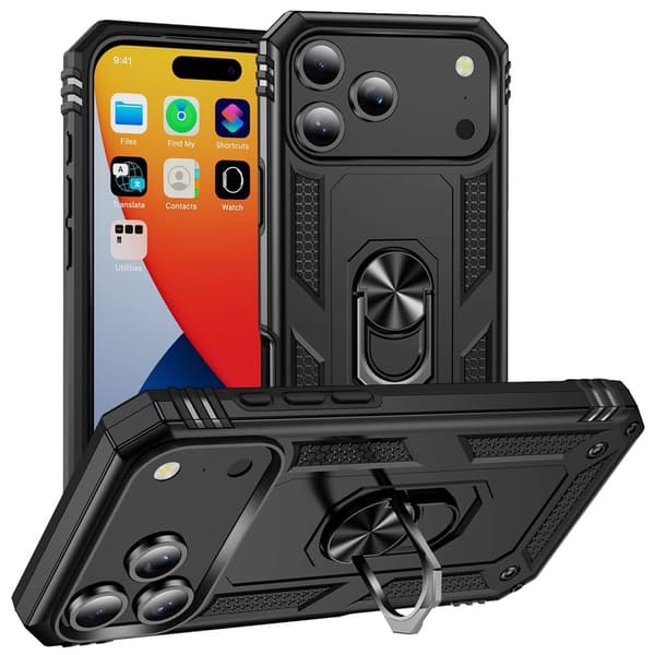 iPhone 17 Pro Max Skal Shockproof Hybrid Ring Svart
