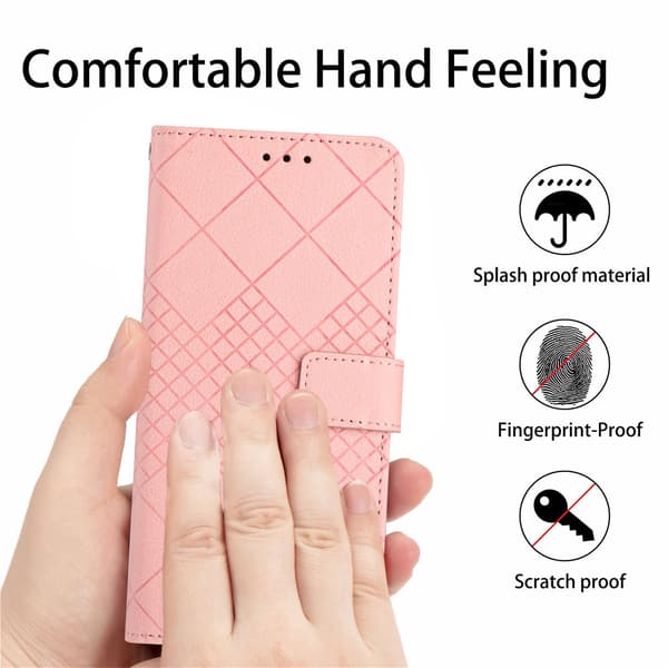 OnePlus 15 Fodral Läder Rhombus Rosa