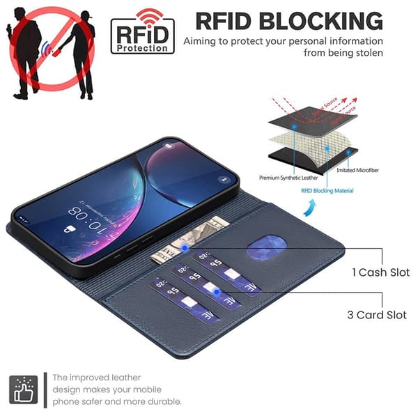 BINFEN Honor Magic7 Lite Fodral RFID Läder Blå