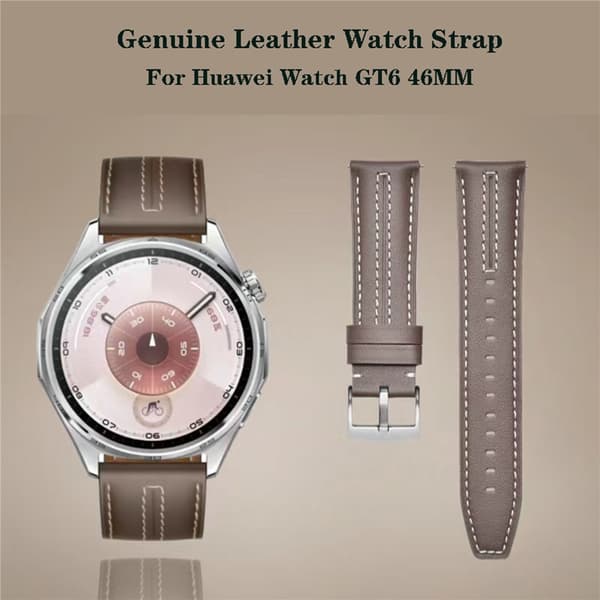 Klockarmband 22 mm Äkta Läder Grå / Brun