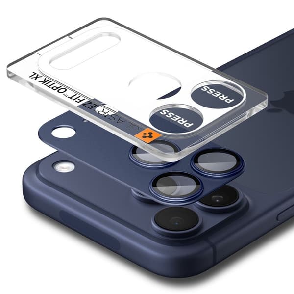 Spigen iPhone 17 Pro Max Linsskydd Optik Pro GLAS.tR "Ez Fit" Blå