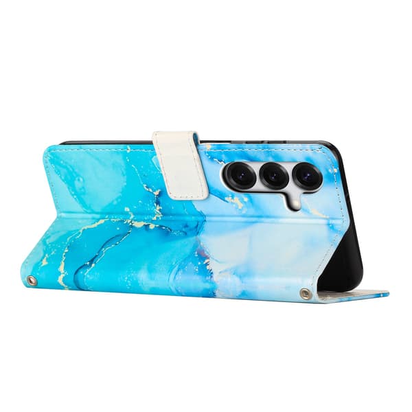 Samsung Galaxy S26 Plus Fodral Läder Marmor Blå / Grön