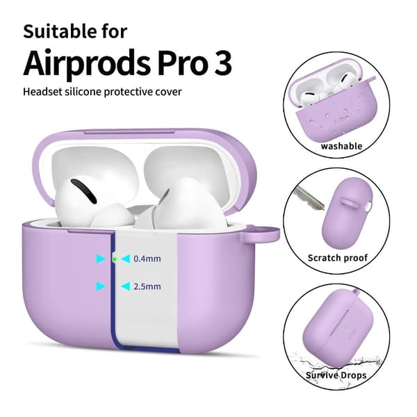 Tech-Protect AirPods Pro 3 Skal Silikon Hook Lavender