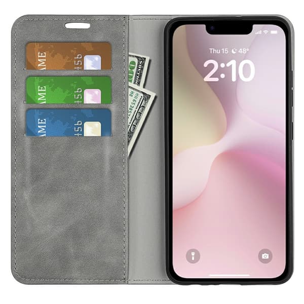 iPhone 17e / 16e Fodral Flip Skin Touch Grå