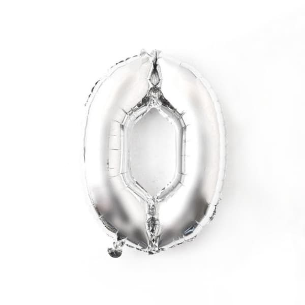 Sifferballong Nummer 0 70 cm Silver