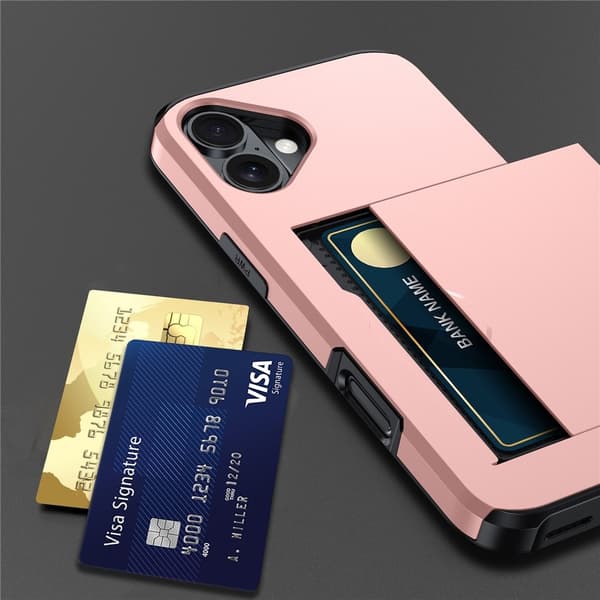 iPhone 17 Skal Hybrid Med Kortfack Mörk Blå
