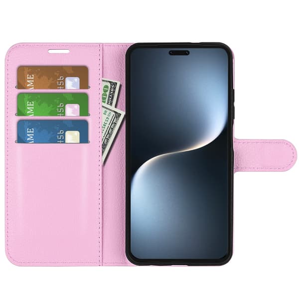 Honor Magic7 Pro Fodral Litchi Läder Ljus Rosa