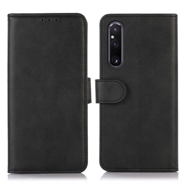 Sony Xperia 1 V Fodral Solid Läder Svart