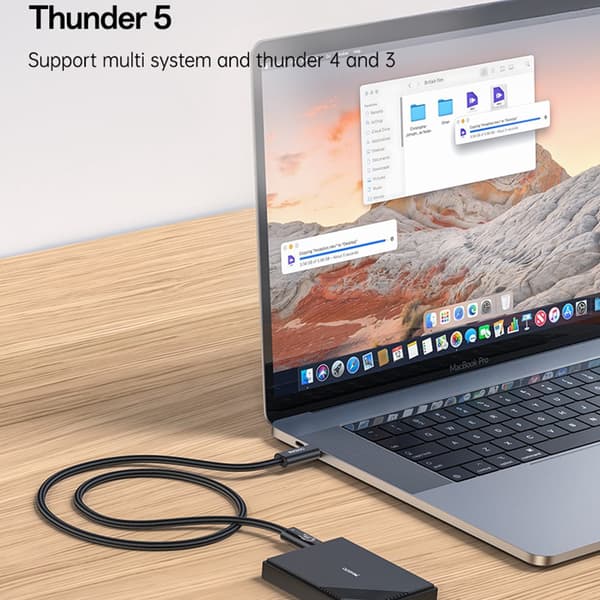 YESIDO 1m Thunderbolt 5 Kabel USB-C - USB-C 240W Svart