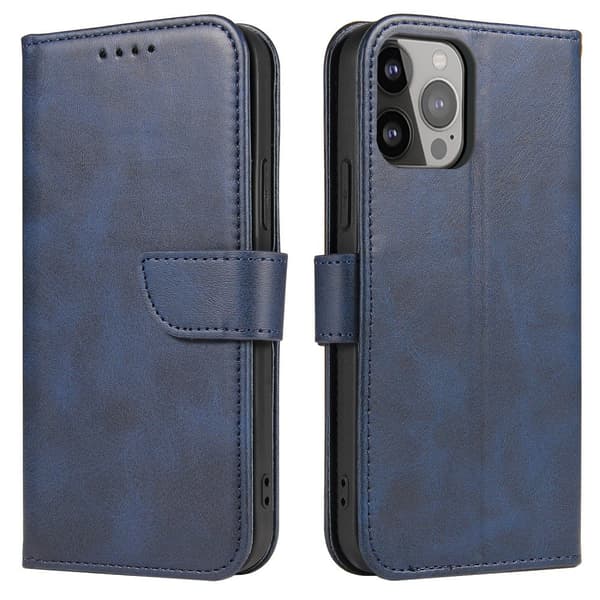 iPhone 13 Pro Max Plånboksfodral Läder Blå