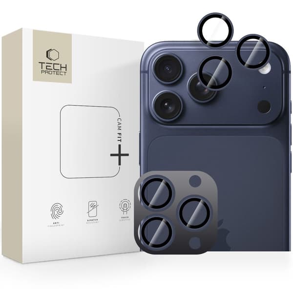 T-P iPhone 17 Pro/Max/16 Pro/Max/15 Pro/Max/14 Pro/Max Linsskydd CamRing Fit+