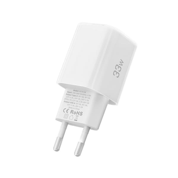 Tech-Protect 33W Väggladdare PD QC USB-C / USB-A Vit