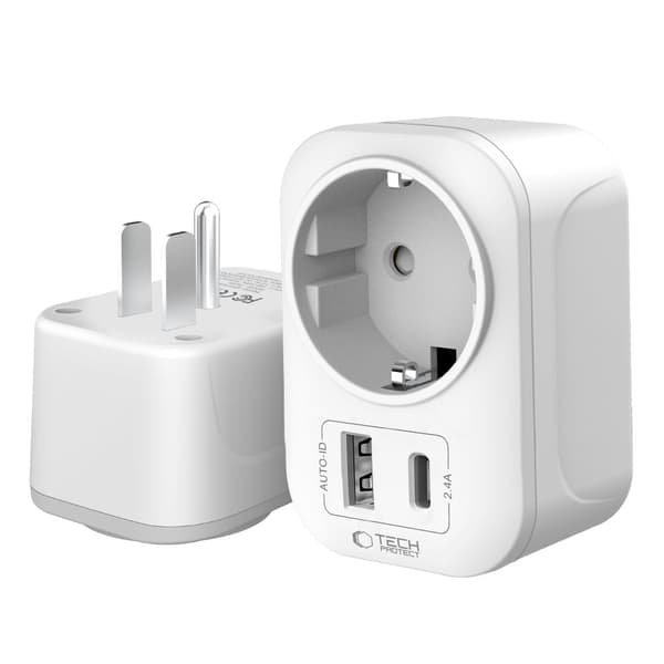 Tech-Protect Reseadapter US Till EU Vit