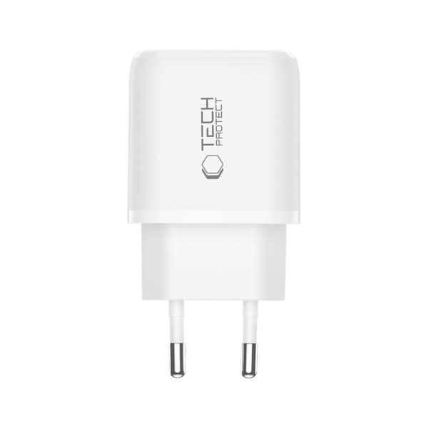 Tech-Protect 45W PD QC3.0 Väggladdare USB-C / USB-A Vit