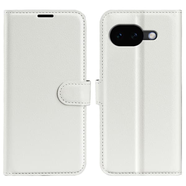 Google Pixel 10a Fodral Litchi Läder Vit