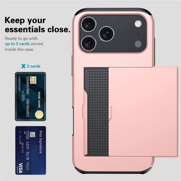 iPhone 17 Pro Skal Hybrid Med Kortfack Silver