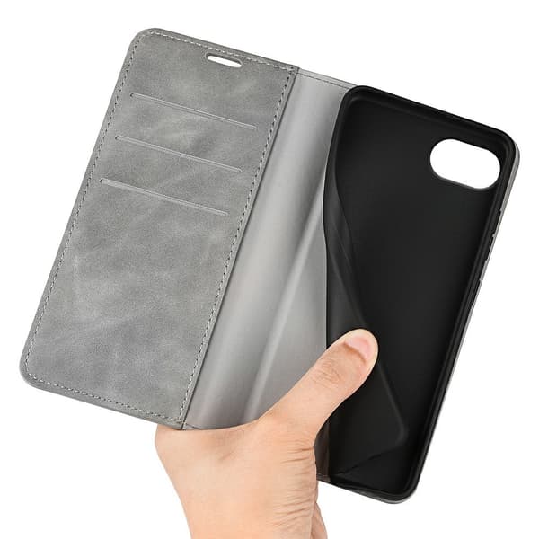 iPhone 17e / 16e Fodral Flip Skin Touch Grå