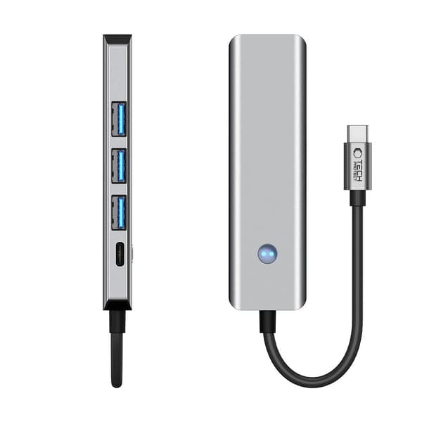 Tech-Protect 5in1 USB-C Hub - USB-C / USB 3.0 / HDMI / RJ45 Grå