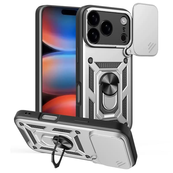 iPhone 17 Pro/18 Pro Skal CamShield Ring Hybrid Silver