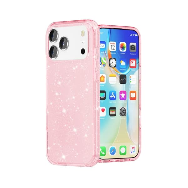 iPhone 17 Pro Max/18 Pro Max Skal Glitter Rosa