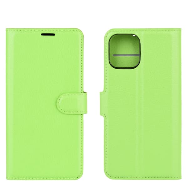 iPhone 12 Pro Max Fodral Litchi Läder Grön
