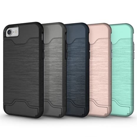 iPhone 7/8 Skal Med Kortfack Och Stöd - Grå