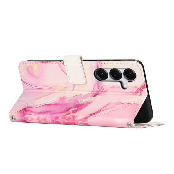 Samsung Galaxy S26 Plus Fodral Läder Marmor Roséguld