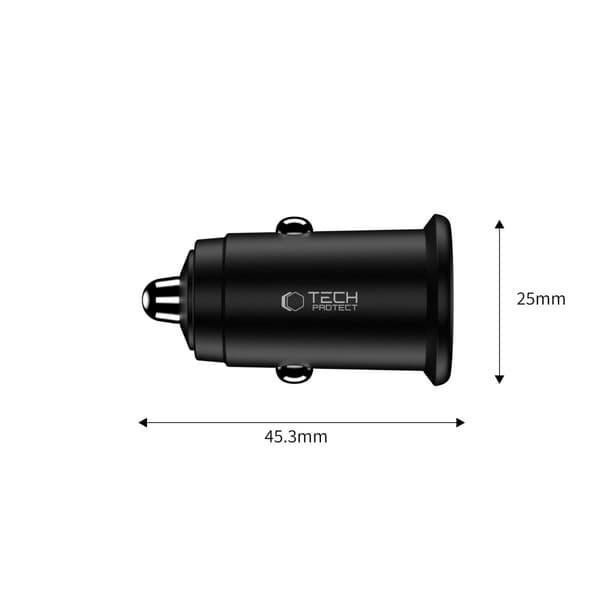 Tech-Protect 35W PD QC USB-C / USB-A Billddare Svart
