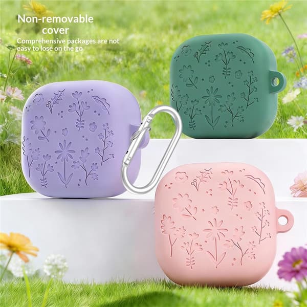 Samsung Galaxy Buds 4 / 4 Pro Skal Silikon Blommigt Tryck Rosa