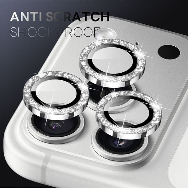 NORTHJO iPhone 17 Pro/17 Pro Max Linsskydd Glitter Silver