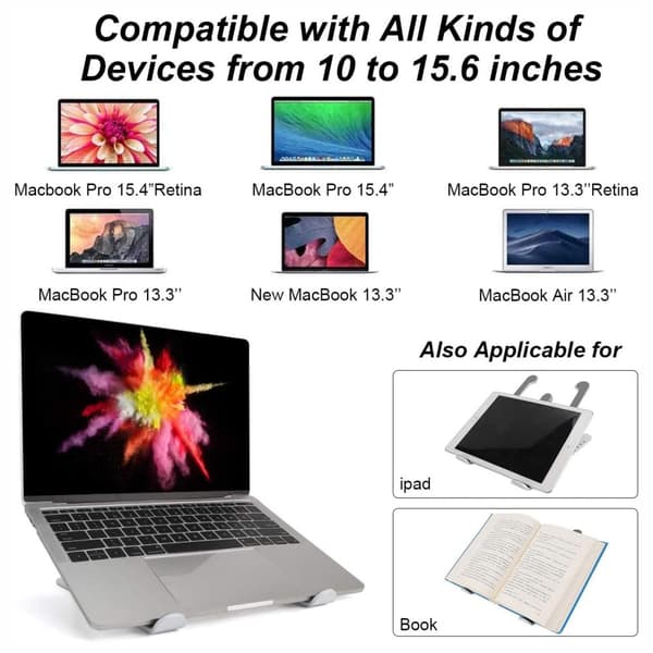 Vikbart Laptop Stativ, Justerbar Höjd Vit