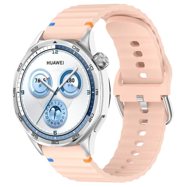 Klockarmband 20 mm Silikon Wave Design Rosa