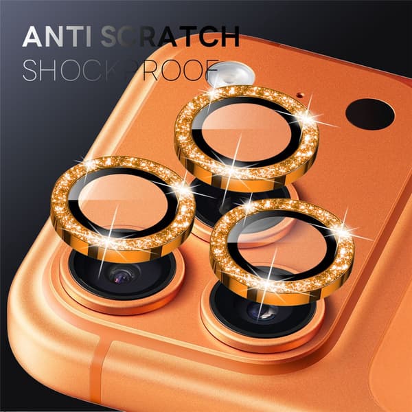 NORTHJO iPhone 17 Pro/17 Pro Max Linsskydd Glitter Orange
