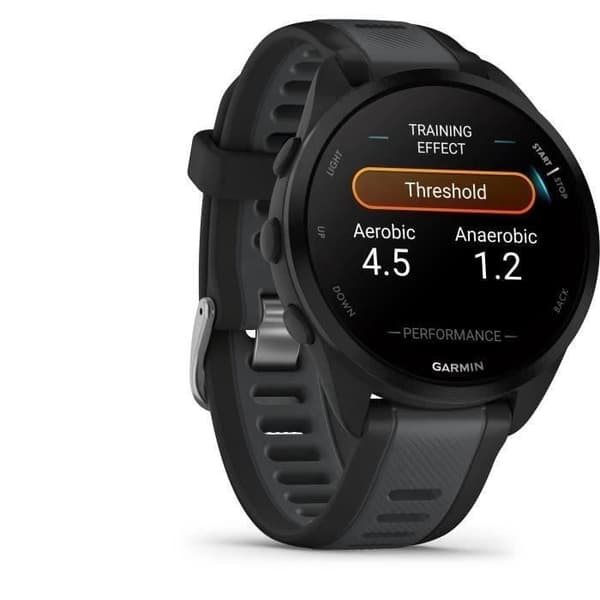 Tilsluttet GPS-ur - GARMIN - Forerunner 165 - 1,2" - Sort med sort og grå rem
