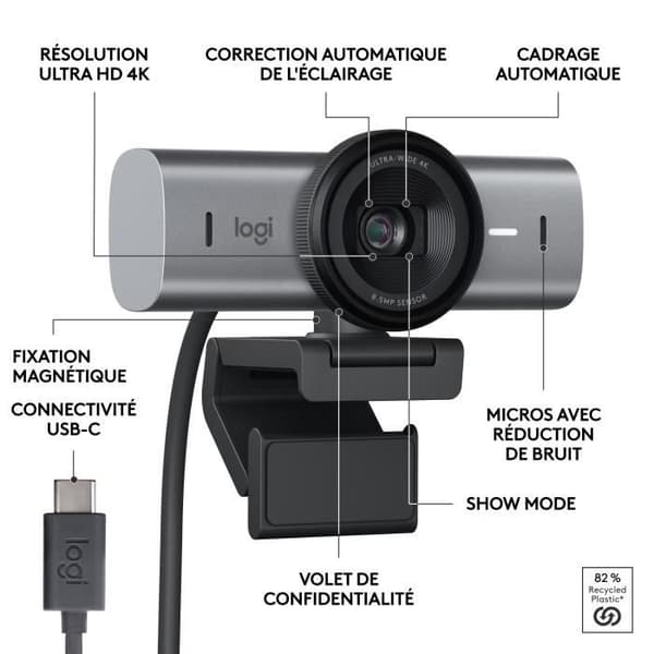 Webcam - Kablet - Logitech - MX Brio - Grafit