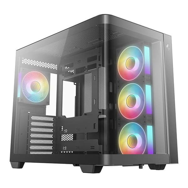 PC-kabinet - DEEPCOOL - CG530U 4F - Mellemstørrelse - Micro-ATX format - 4 inkluderede ARGB blæsere - Sort
