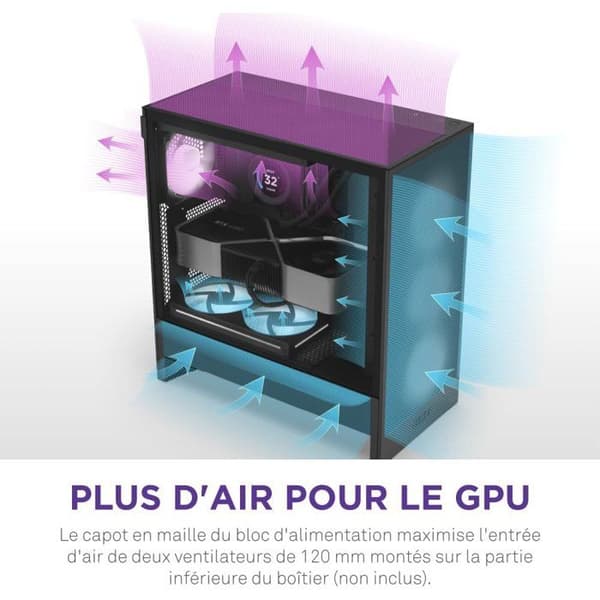 Compact ATX mid-tower kabinet - NZXT - CC-H52FB-01 - H5 Flow - Sort