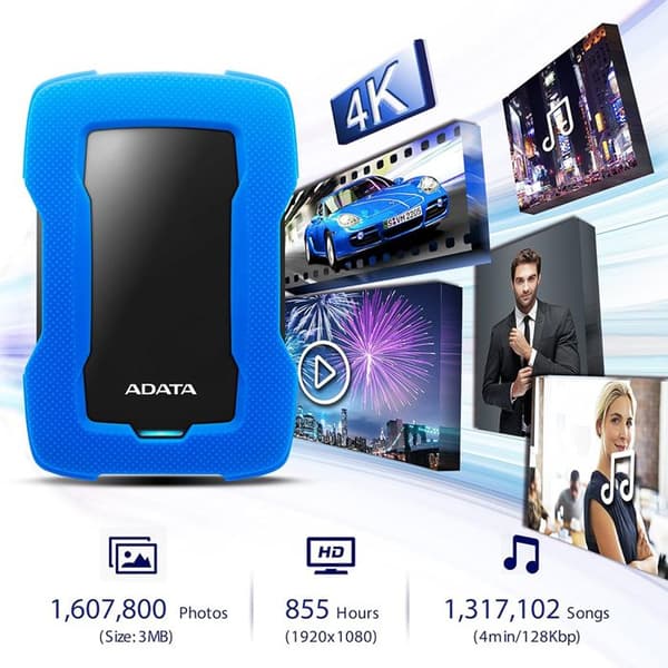 ADATA HD330 1TB USB 3.1 AES 256-bit ekstern harddisk Blå