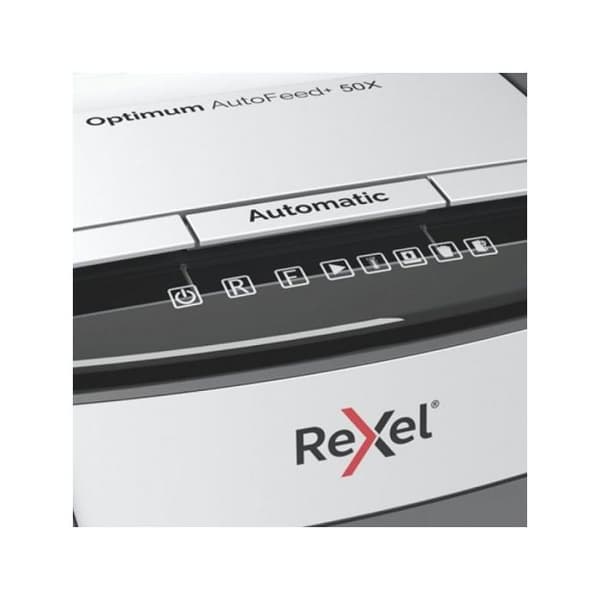 Dokumentmakulator - Rexel - Optimum Auto+ 50X - Krydsskåret - 50 ark - 20L