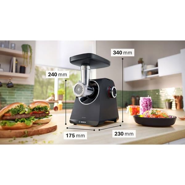 Kødhakker - BOSCH - MFWS440B - 1900 W - 2 hastigheder - Sort