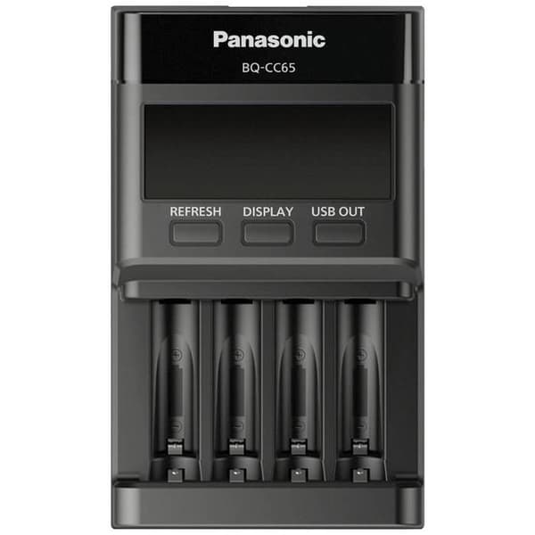 Panasonic BQ-CC65E Oplader til runde NiMH-batterier LR03 (AAA), LR6 (AA)