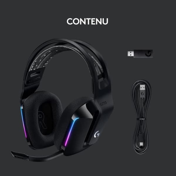 Gaming headset - Trådløs - Logitech G - G733 Lightspeed - PS5, PS4, PC, MAC - Sort