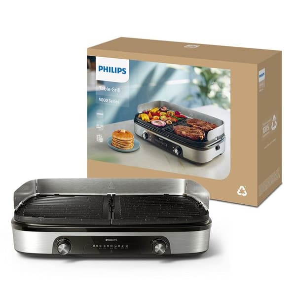 Philips Bordgrill, Vendbare plader, sølv (HD6222/90)