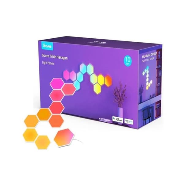 Lyspaneler - Govee - H6061 - Hexagonale - Multifarvede - Stemmestyring