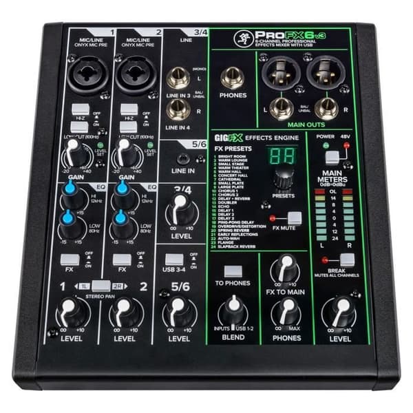 Mixing Board - Mackie - ProFX6v3 - Primær farve: Sort