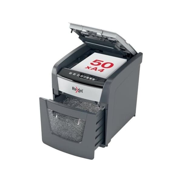 Dokumentmakulator - Rexel - Optimum Auto+ 50X - Krydsskåret - 50 ark - 20L