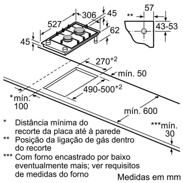 Kaasukeitin - BOSCH - PRB3A6I40 - 30 cm - 2 poltinta - FlameSelect®