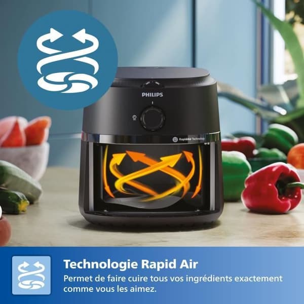 Fritøjs uden olie - PHILIPS - NA120/00 - Airfryer Serie 1000 4.2L - 12 tilberedningsmetoder - 1500W - Sort